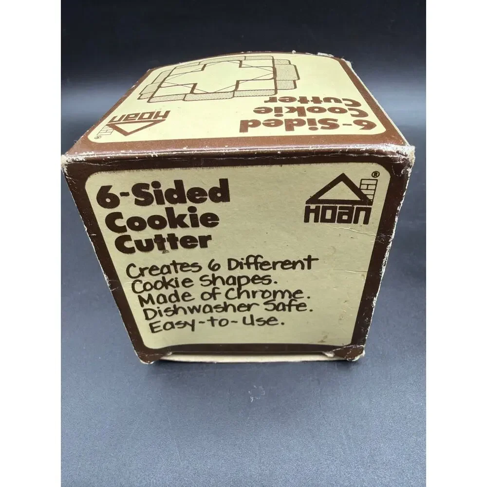 Vintage HOAN 6-Sided Cookie Cutter w/Original Box Heart Club Spade Star Cross HK